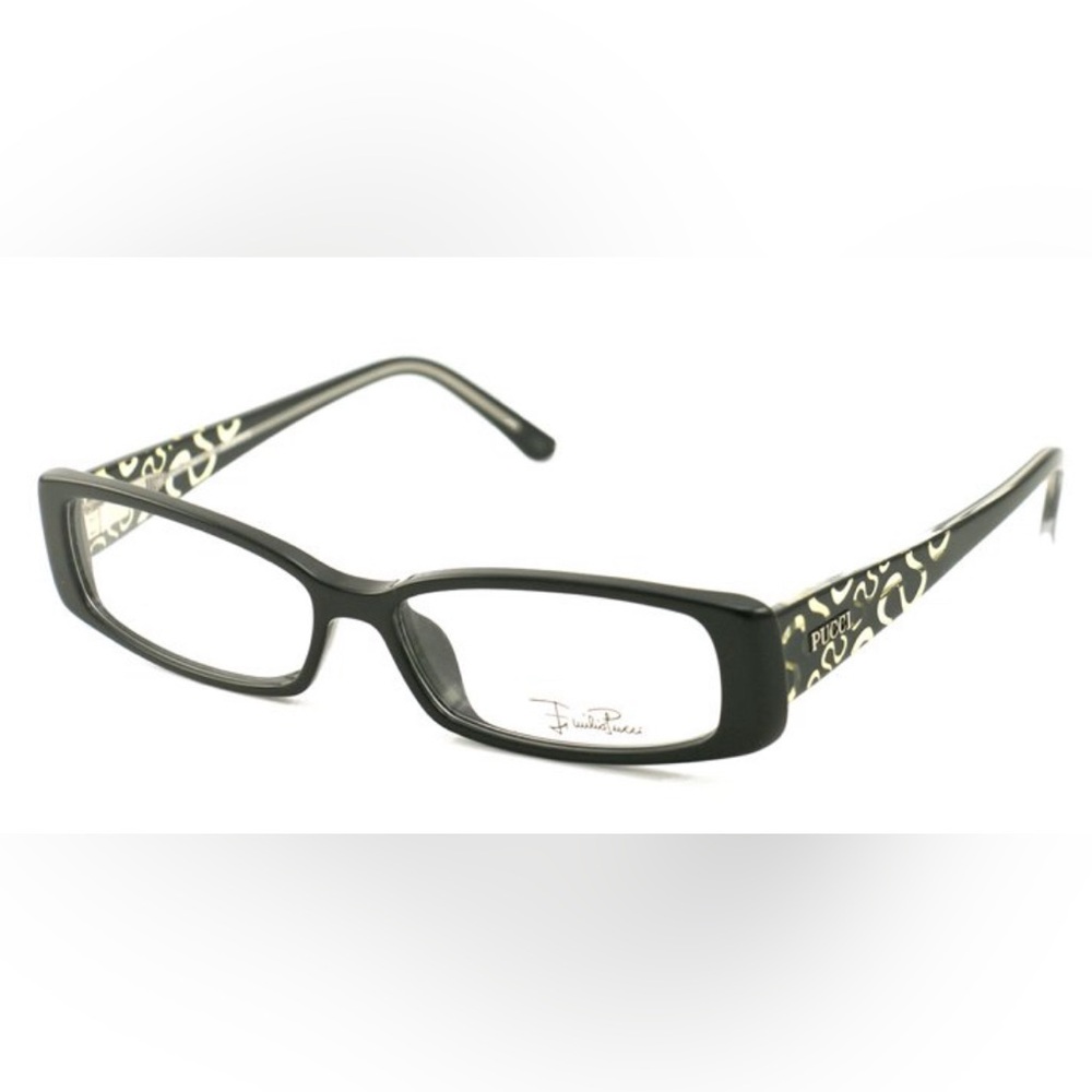 Emilio Pucci Black and Gold Patterned Glasses